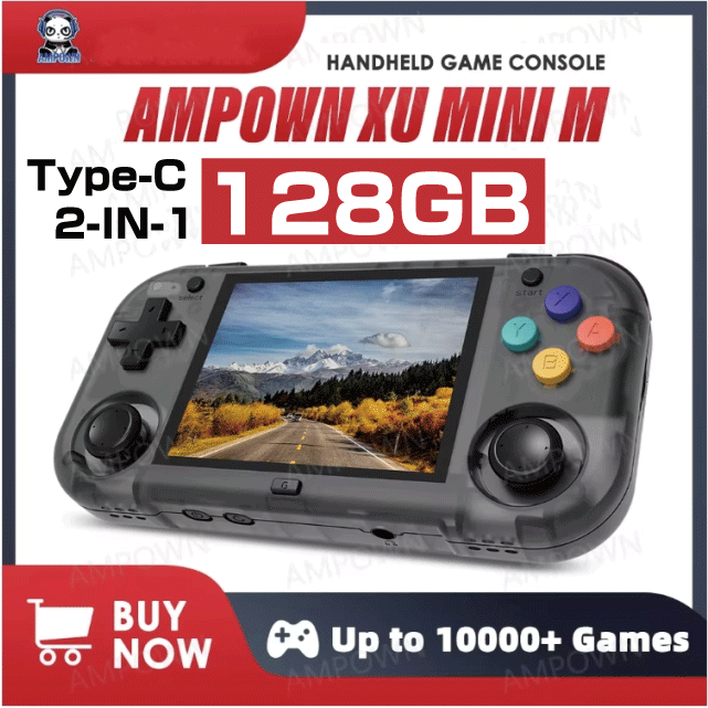 AMPOWN-XU MINI M ゲームコンソール 2.8インチIPSスクリーン 内蔵128GBカード Linux os 128GB USB-TYPE-Cインタフェース モデル：AMPOWN-XU M